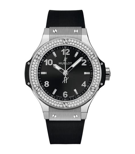 black hublot watch with diamonds|big bang steel diamonds 38mm.